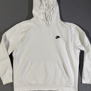 Nike Hoodie Mens Size XLSportswear Club Fleece Sweatshirt White Athleisure